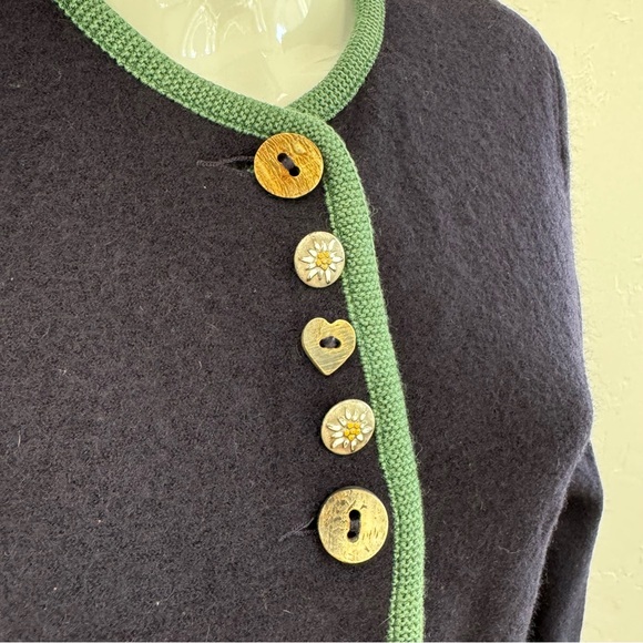 Geiger Austria Wiesn Oktoberfest Jacket Alpine Boiled Wool Cardigan Sweater Coat - Picture 15 of 16